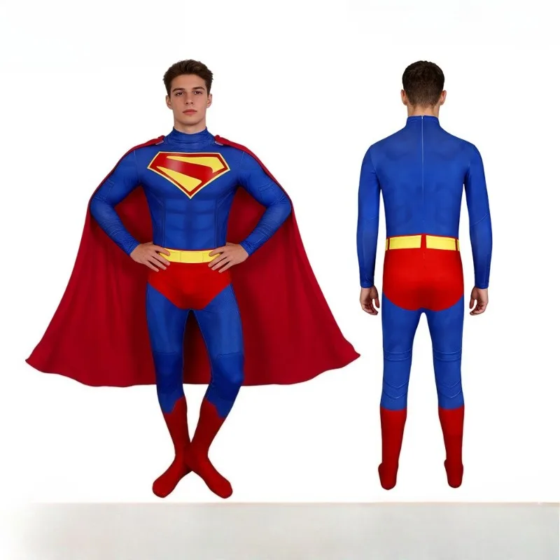 Disfraces de Cosplay de Superman de la Película BEAST KINGDOM, Trajes de Cosplay de Clark Kent, Monos con Estampados, Capa, Disfraz de Halloween para Adultos