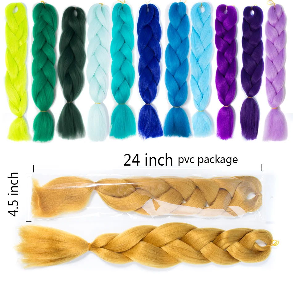 Ombre Jumbo Braiding Hair Extensions 24 Inch 1Pcs High Temperature Synthetic Fiber Hair Extensions for Braiding Box Braids