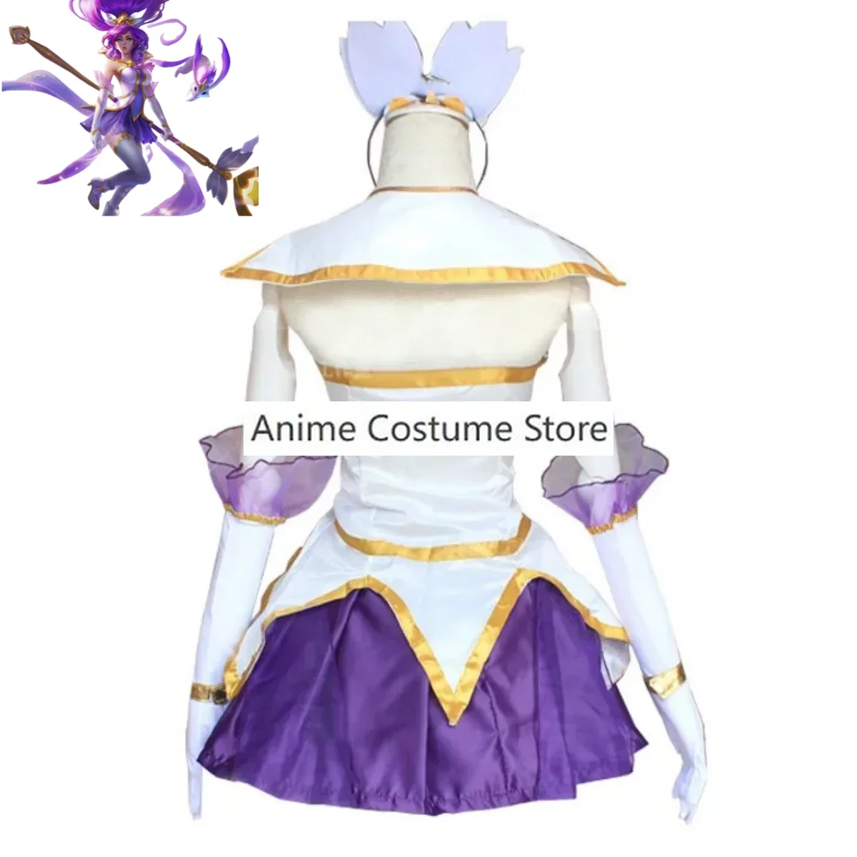 Game LOL Star Guardian of Soraka Janna Cosplay Kostuum De Starchild Paarse Rok Pruik Volwassen Vrouw Sexy Carnaval Halloween Pak
