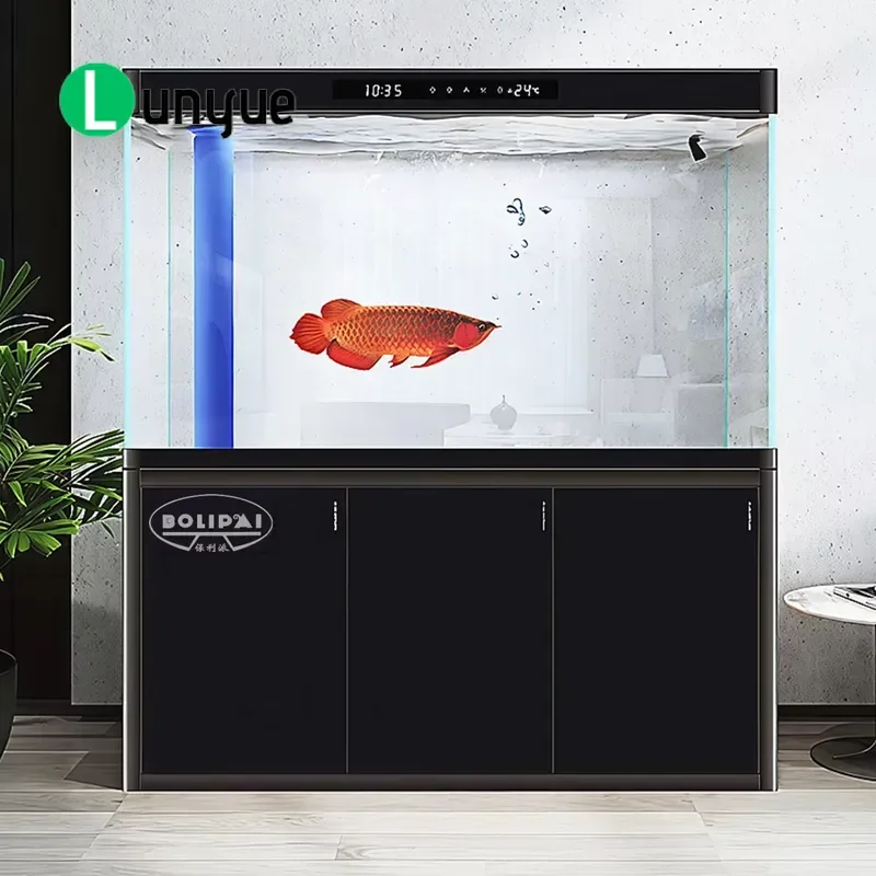 Low Iron Ultra Transparent Rectangular Glass Fish Tank With Bottom Cabinet 60cm To 195cm Aquarium For Home Living Room