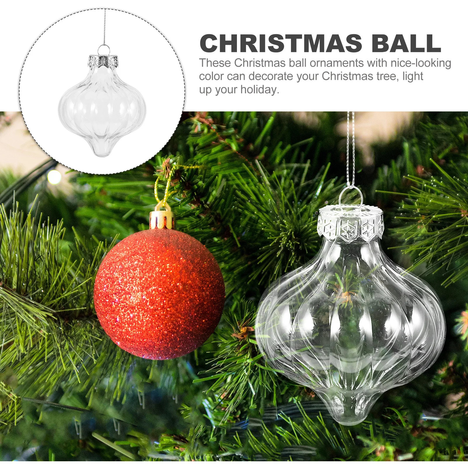 

12Pcs Christmas Ball Ornaments Clear Hanging Decorative Balls for Xmas Tree Garden Holiday Party Decor Clear Ornament Balls