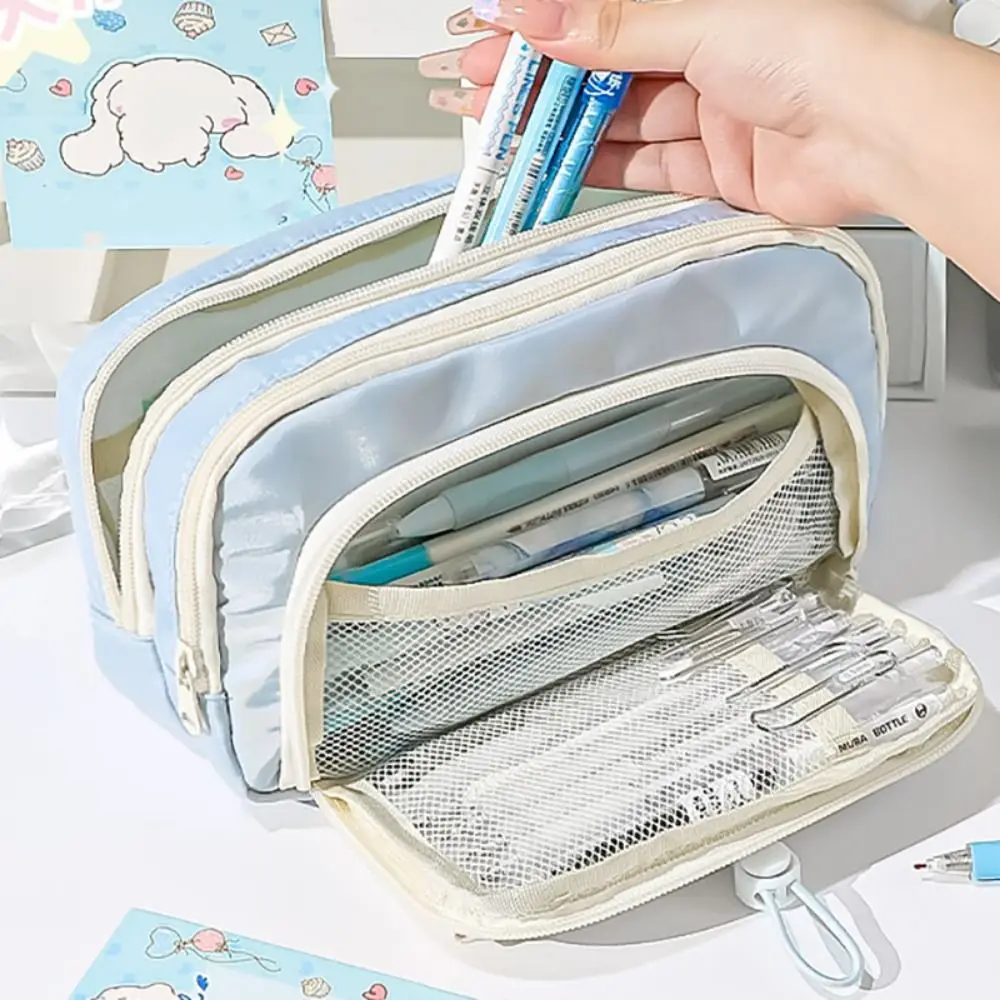 Large Capacity Pen Bag Multifunctional Five-Layer Zipper Pen Storage Bag Drawstring Stationery Organizer Student