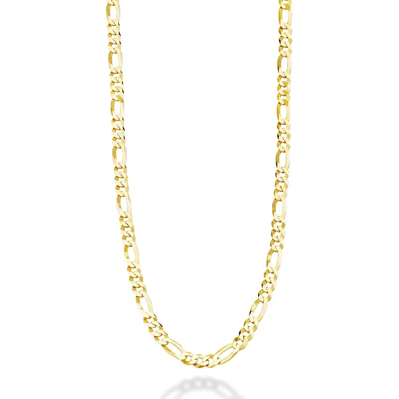 

18K Gold Plated 925 Sterling Silver 5mm Diamond-Cut Figaro Chain Necklace - Hypoallergenic Jewelry for Women Men
