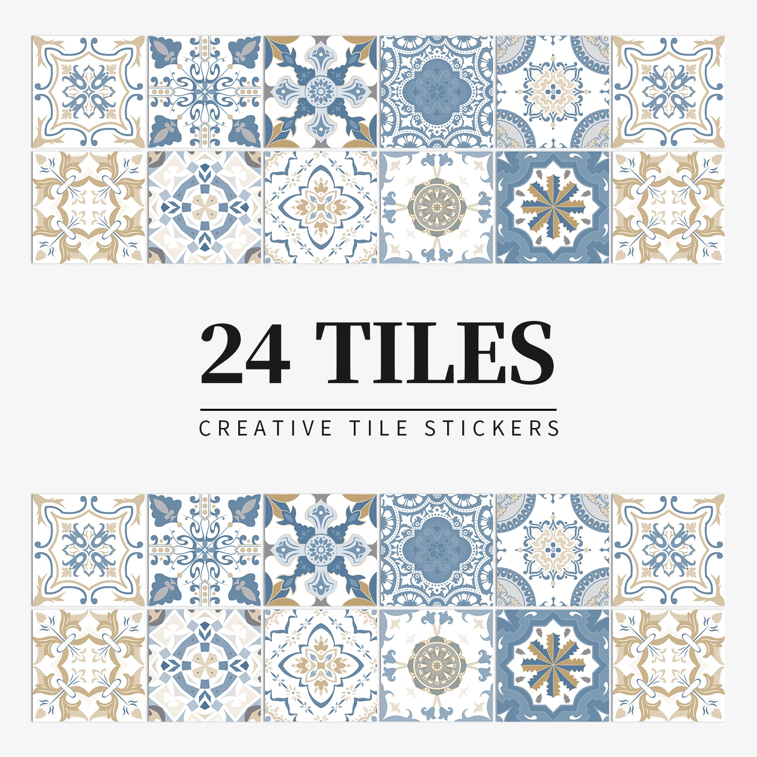 

24 pcs/pack, Waterproof and Oil-proof, Easy To Clean, Simple Modern Pattern Self-adhesive PVC Tile Stickers