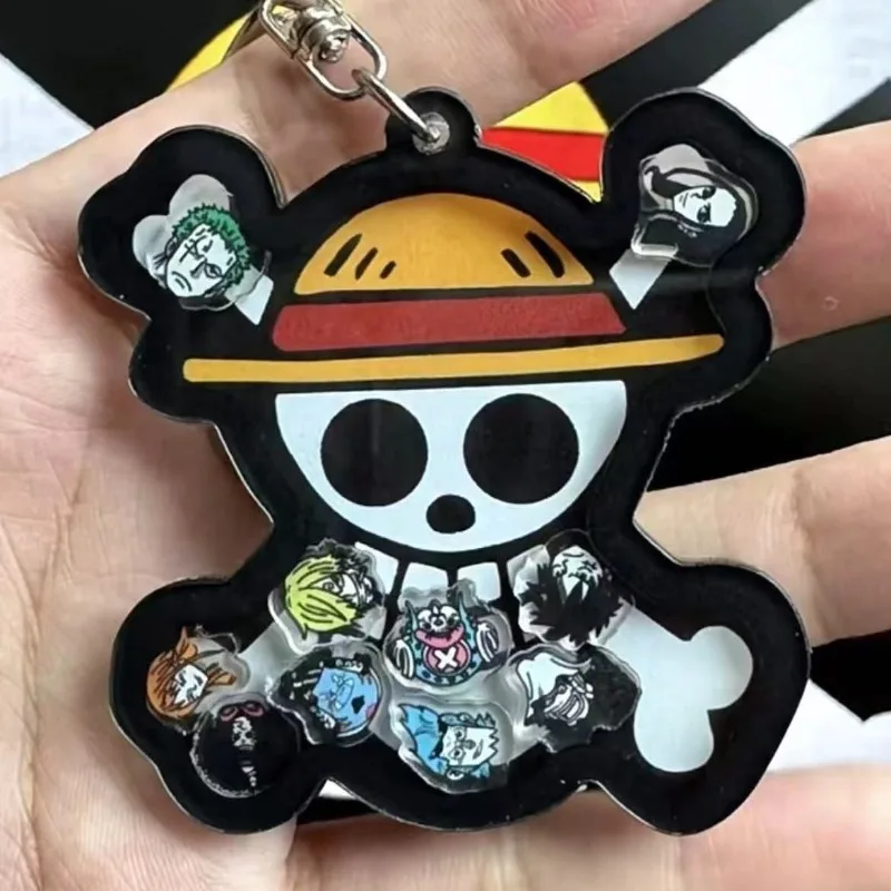 

One Piece cartoon skull cartoon personalized schoolbag keychain pendant creative straw hat group acrylic pendant shake wholesale