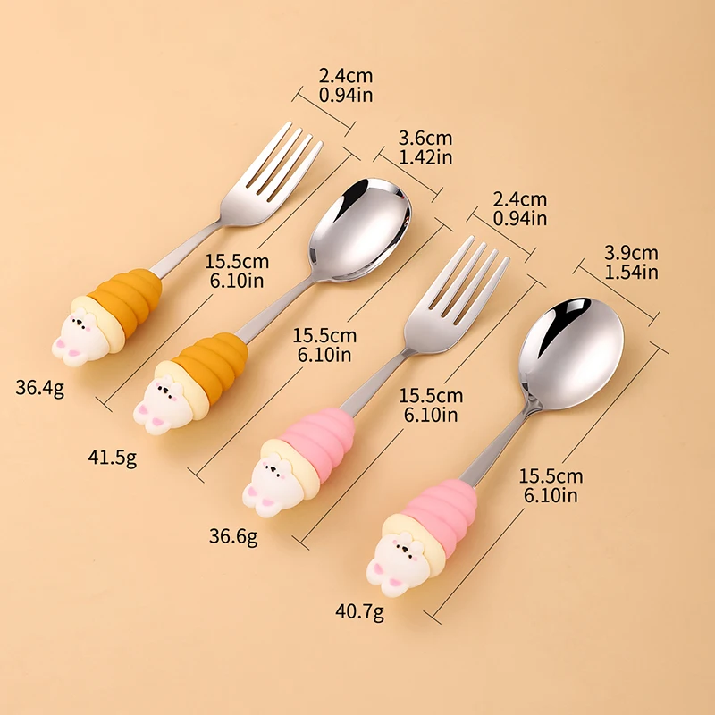 New Cute Spoon Fork Set Stainless Steel Coffee Spoon Set Ice Cream Scoop Cartoon Rabbit Dessert Spoon Teaspoon Dessert Fork Set image 6