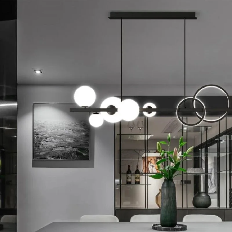 

Modern Long LED Ceiling Chandelier Black for Kitchen Table Dining Living Room Pendant Lamp Interior Lamp Ceiling Light Led Lamp