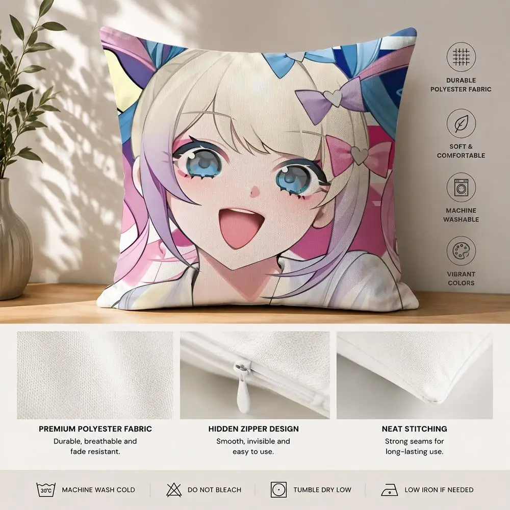 N-Needy Girl Angel Anime Cute Cushion Cover 40x40cm Square Decorative Sofa Cushion Cover Bedroom Living Room Home Decor Gift
