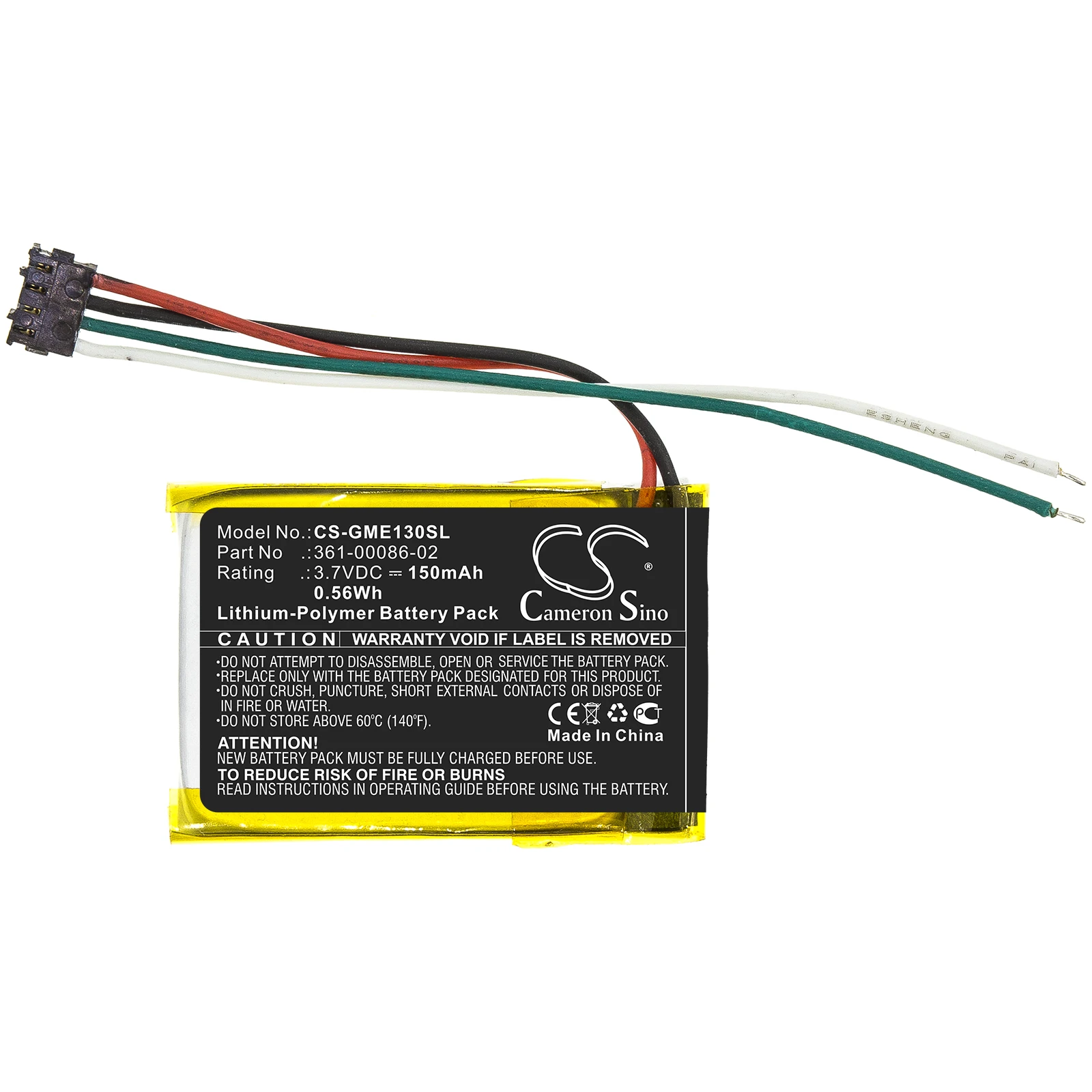 150mAh 3.7V  0.56Wh GPS, Navigator  Li-Polymer  Battery  for  Garmin  361-00086-02  Edge 130 3LA037240 Edge 130 Plus 6ES142148