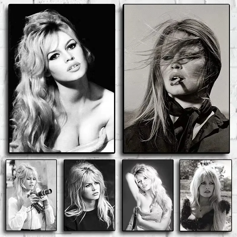 Black And White French Movie Star Brigit-B-Bardot Poster And Prints Canvas Painting Wall Art Pictures Bedroom Home Decor Gift