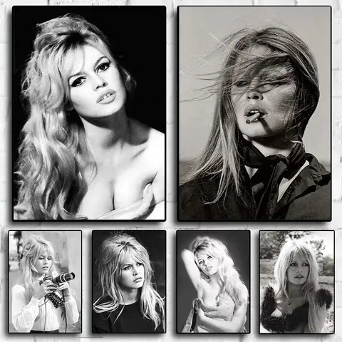 Black And White French Movie Star Brigit-B-Bardot Poster And Prints Canvas Painting Wall Art Pictures Bedroom Home Decor Gift
