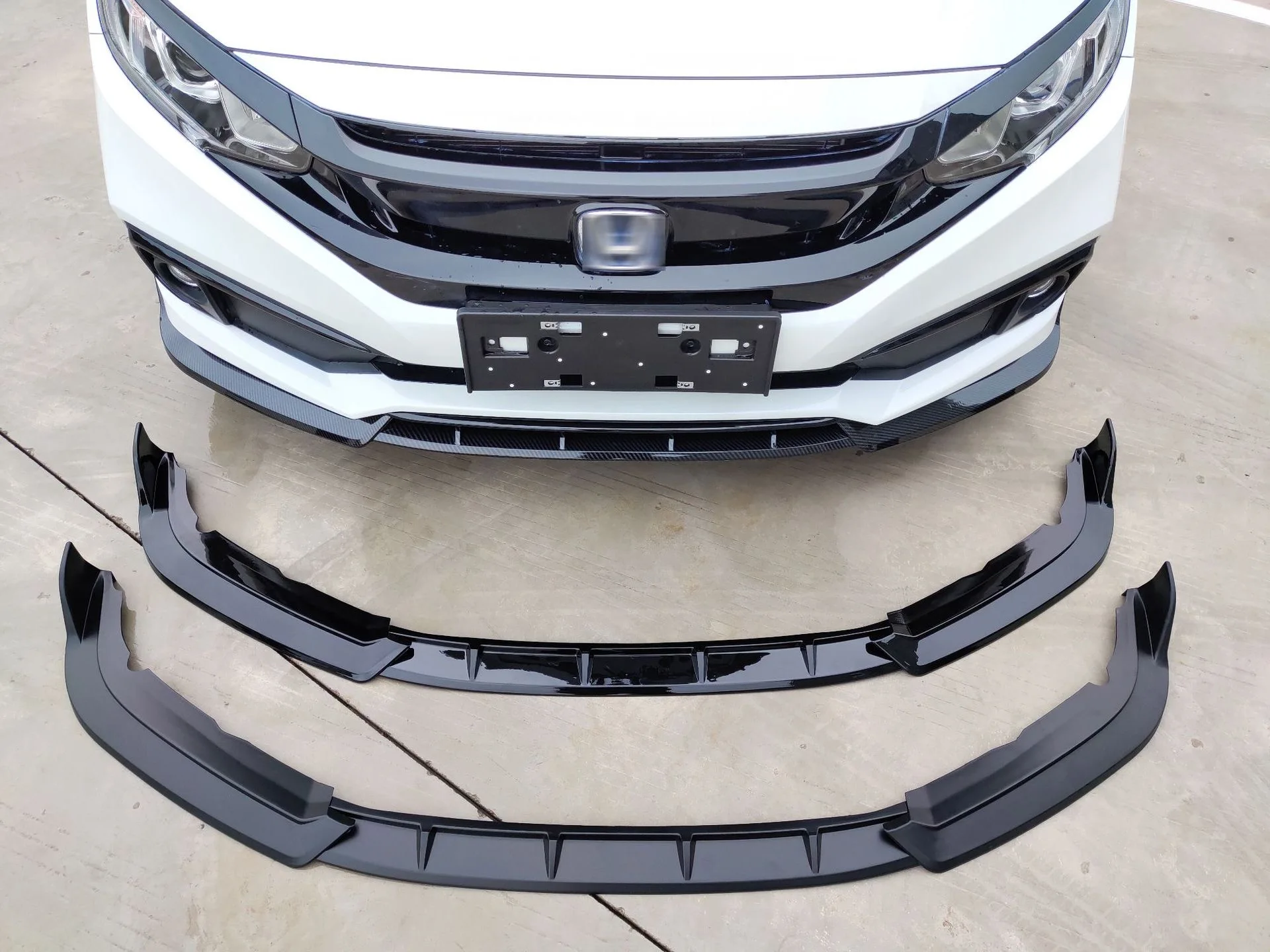 

Front Bumper Splitter Lip Diffuser Spoiler Carbon Surface Skirt Body Kit For Honda Civic Sedan 2019 20 21