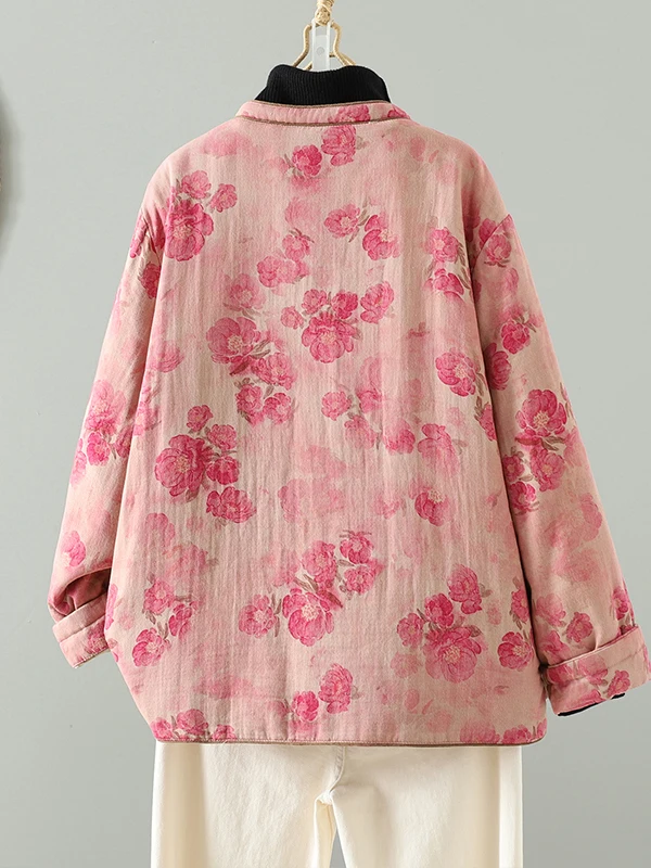 

Handmade Cotton Jaet with Button Sewing Traditional Hanrt Cotton Linen Sandwich Cotton Thiened Winter Korean Sle