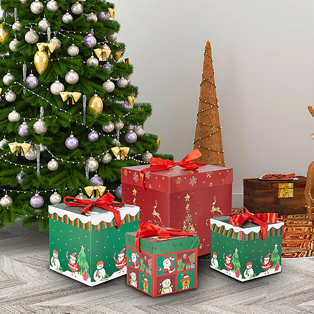 

Christmas Gift Boxes Outdoor Present Decoration Under The Tree Package for Indoor Holiday Party Wedding Home Ornament Décor