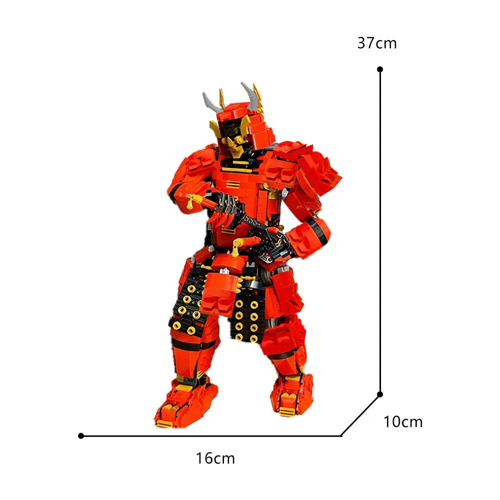 Mech in Armor/Red Robot Warrior Model with Movable Joints 1512 Pieces MOC Build