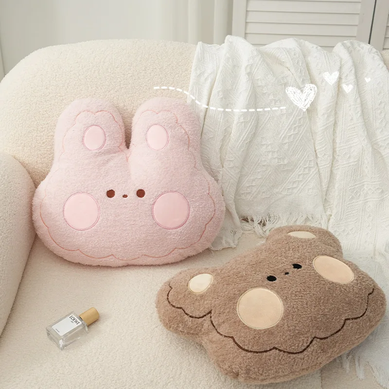 Cute Cartoon Bunny Throw Pillow Plush Rabbit Cushion for Sofa, Window Seat and Chair Thick Decorative Backrest Pillow for  Decor