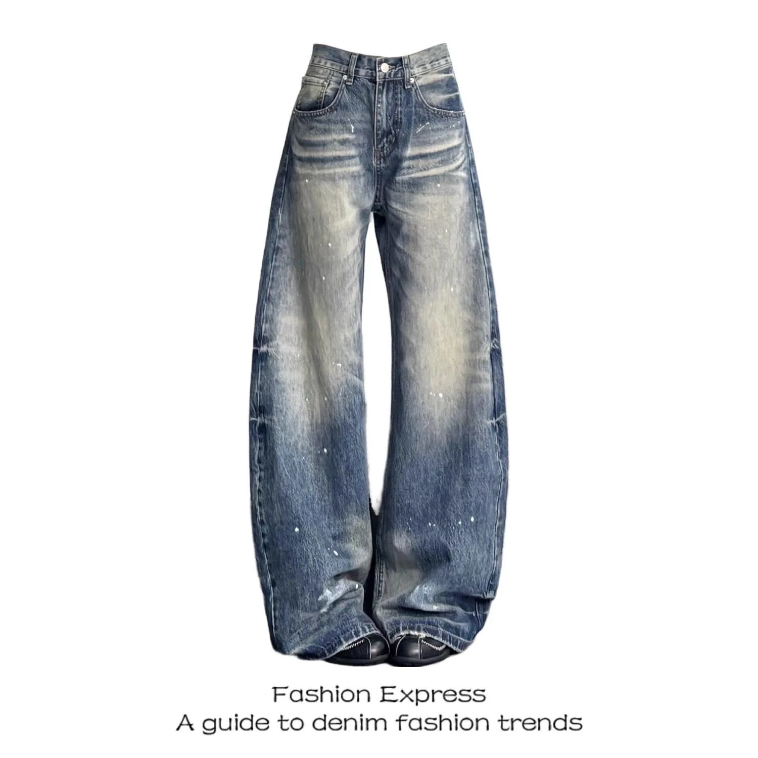 

Women's Loose Wide Leg Jeans Retro American Style Spring Autumn Trendy Knife Pleat Design Sensation Casual Fit
