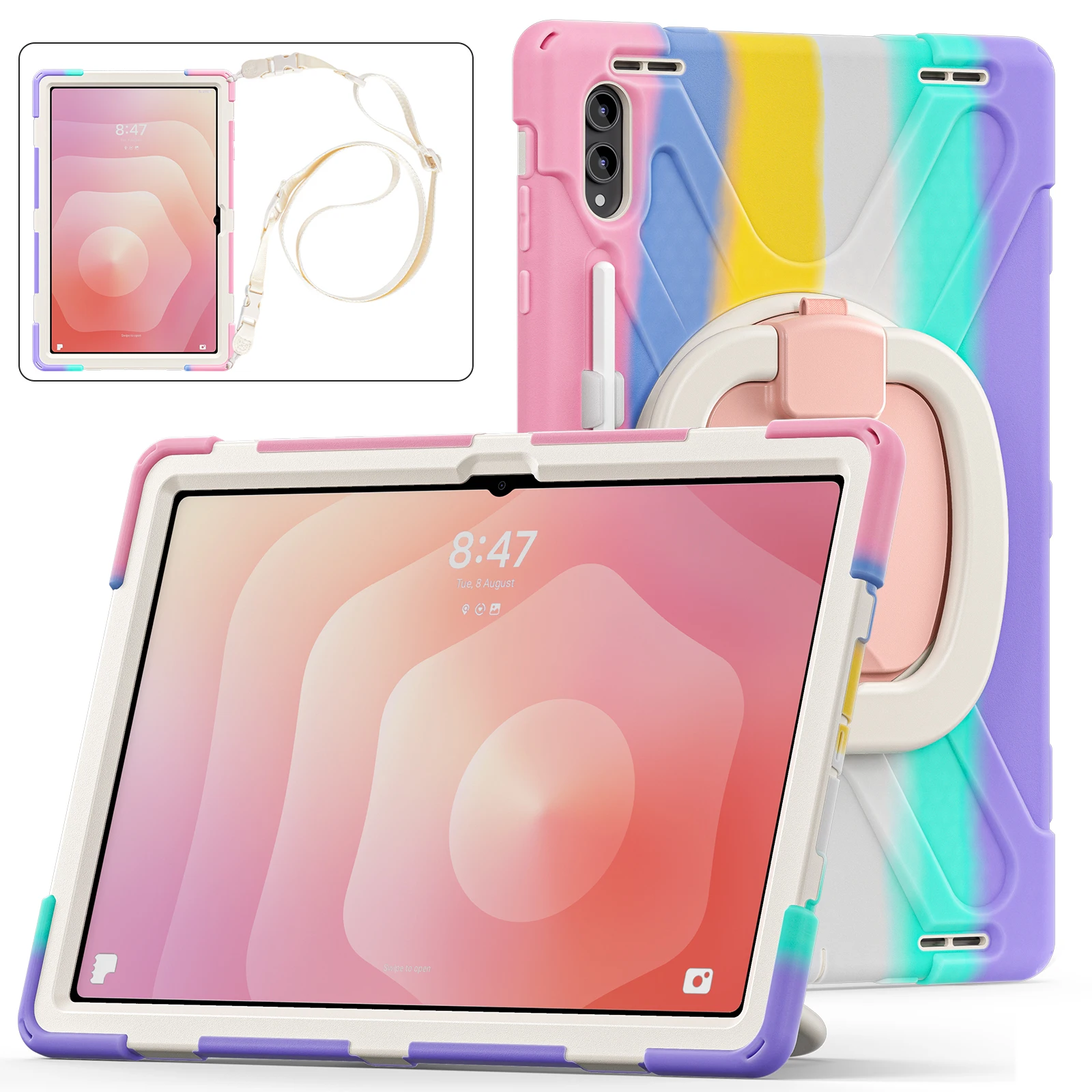 

Rotating Handle Grip Cover For Samsung Galaxy Tab S11 Ultra 2025 14.6" SM-X930 X930N X936B X936N Stand Case With Shoulder Strap