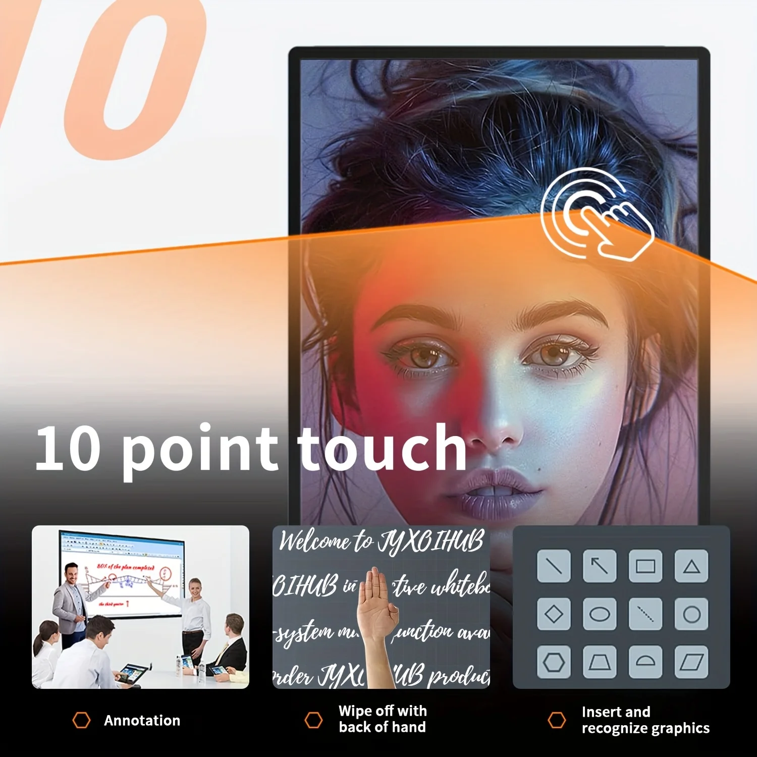 سبورة بيضاء تفاعلية، شاشة عرض 49 بوصة تعمل باللمس، لوحة بيضاء إلكترونية رقمية ومرآة الشاشة، 1080P Mo