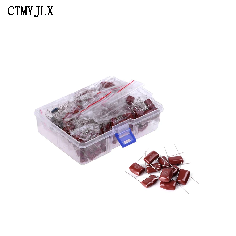 200pcs/Box 630V CBB Polypropylene Film Capacitor Assortment Kit 102 222 332 472 682 103 104 105 474 CBB Metal Film Capacitors