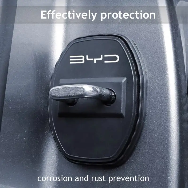 Kit 4 Peças de Capas de Silicone para Fechadura de Porta de Carro BYD Atto 3, Seal, Song Pro Max, Qin Plus EV - Protetor Antiferrugem e Antipoeira para Fecho de Porta