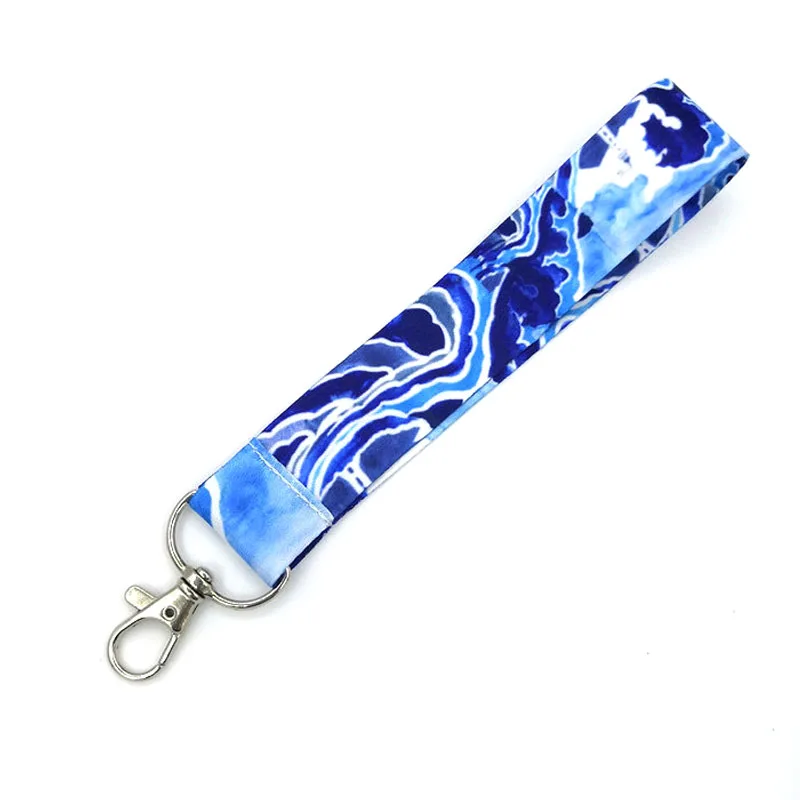 Kanagawa Hokusai Waves Keys lanyard Car KeyChain ID Card Pass Gym Mobile Phone Badge Kids Keys Ring Holder Jewelry Decorations