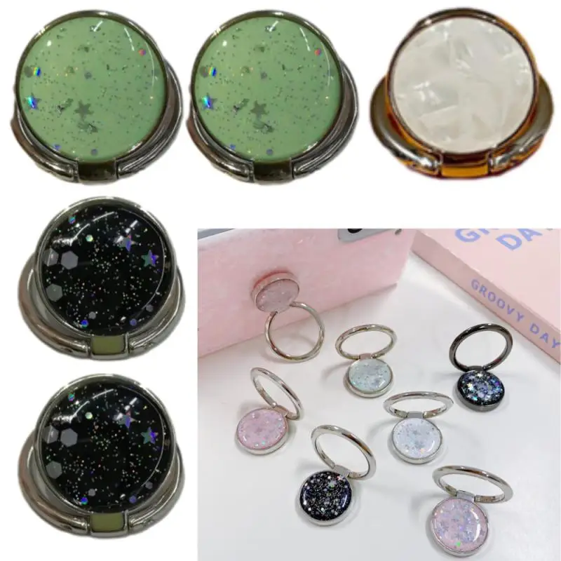 New Star Round Mobile Phone Ring Bracket Flash Powder Shell Pattern Ring Buckle 360 Rotating Bracket