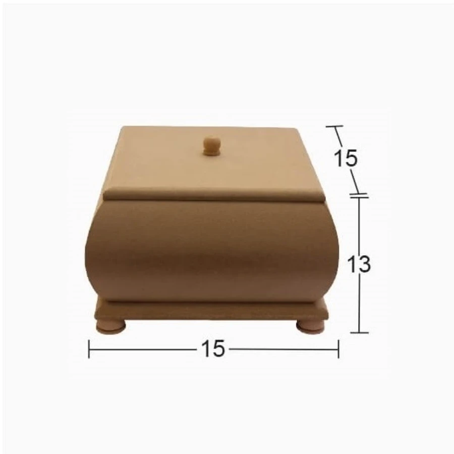 KU377 Small Square Bombe Box, Can Be Painted Wood Mdf Box