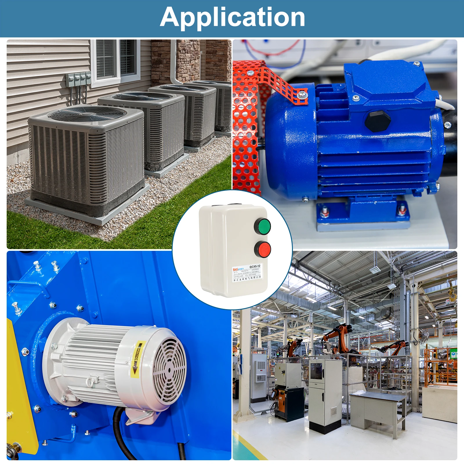 1 arrancador de motor eléctrico magnético, 380V 4KW 5HP / 2.2KW 3HP arrancador de motor de interruptor magnético trifásico para compresor de aire