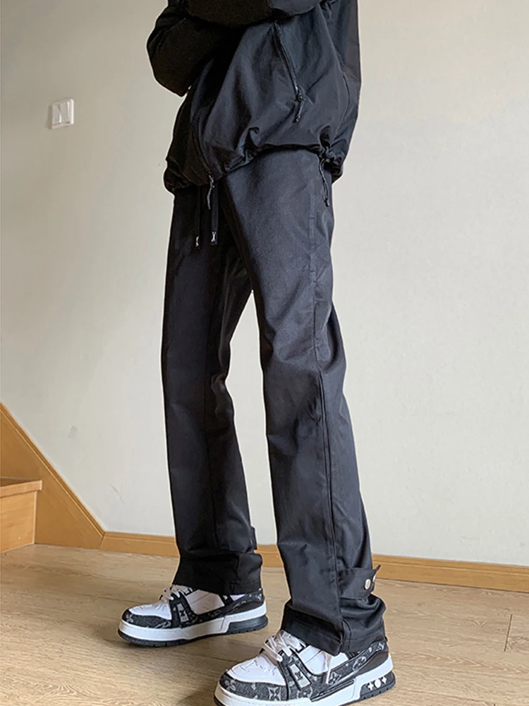 

Мужские спортивные брюки с пуговицами, в американском стиле, для весны и осени, повседневные брюки-карго, молодежный модный тренд