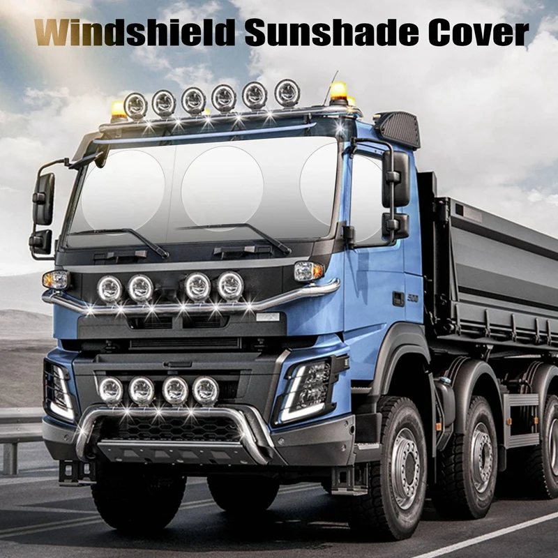 Truck Windshield Sunshade Cover Side Windows Sun Shade 210T UV Protective Sunshade For Semi, Commercial & Big Rig Truck