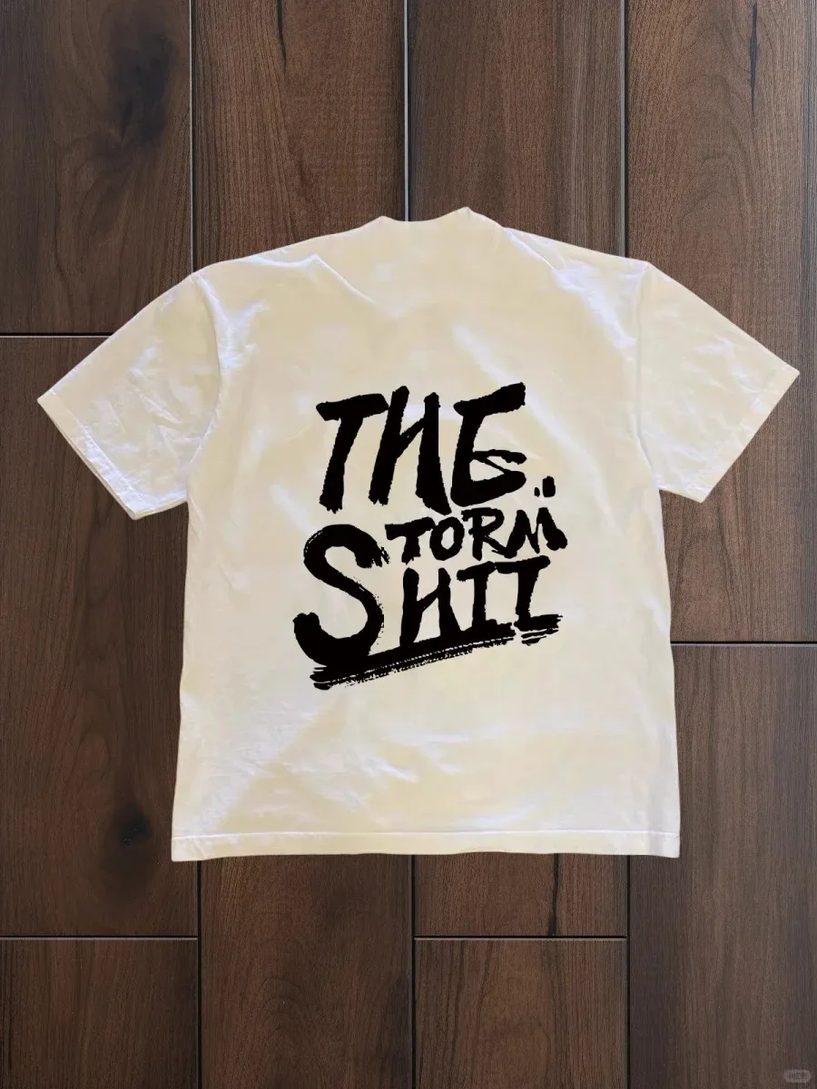 

Street Style Ruffian Handsome Trend Wear Essential Summer Men's Women's Large Size T-shirt Organic Cotton Short Sleeve Versatile