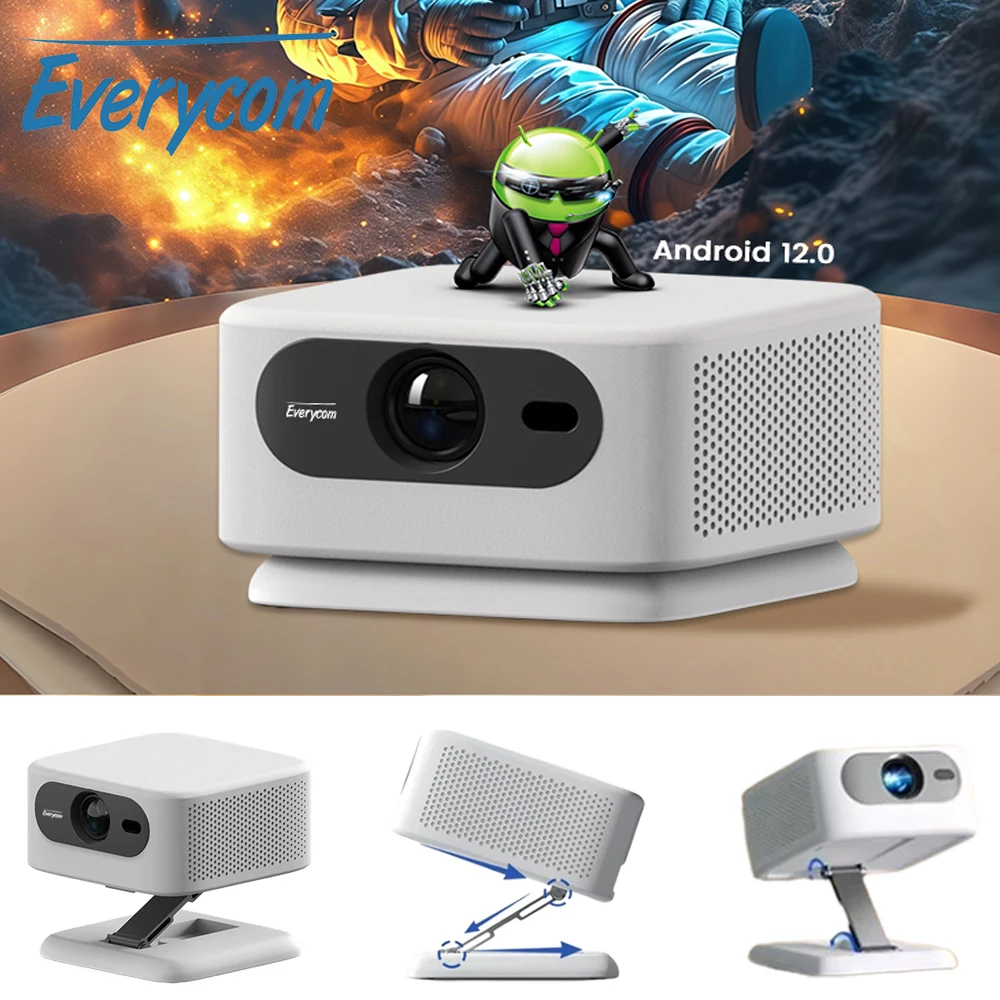 

Everycom R16 Projector Mini Portable LED Home Theater Android Video TV Wifi Full HD Decode for Camping with Stand