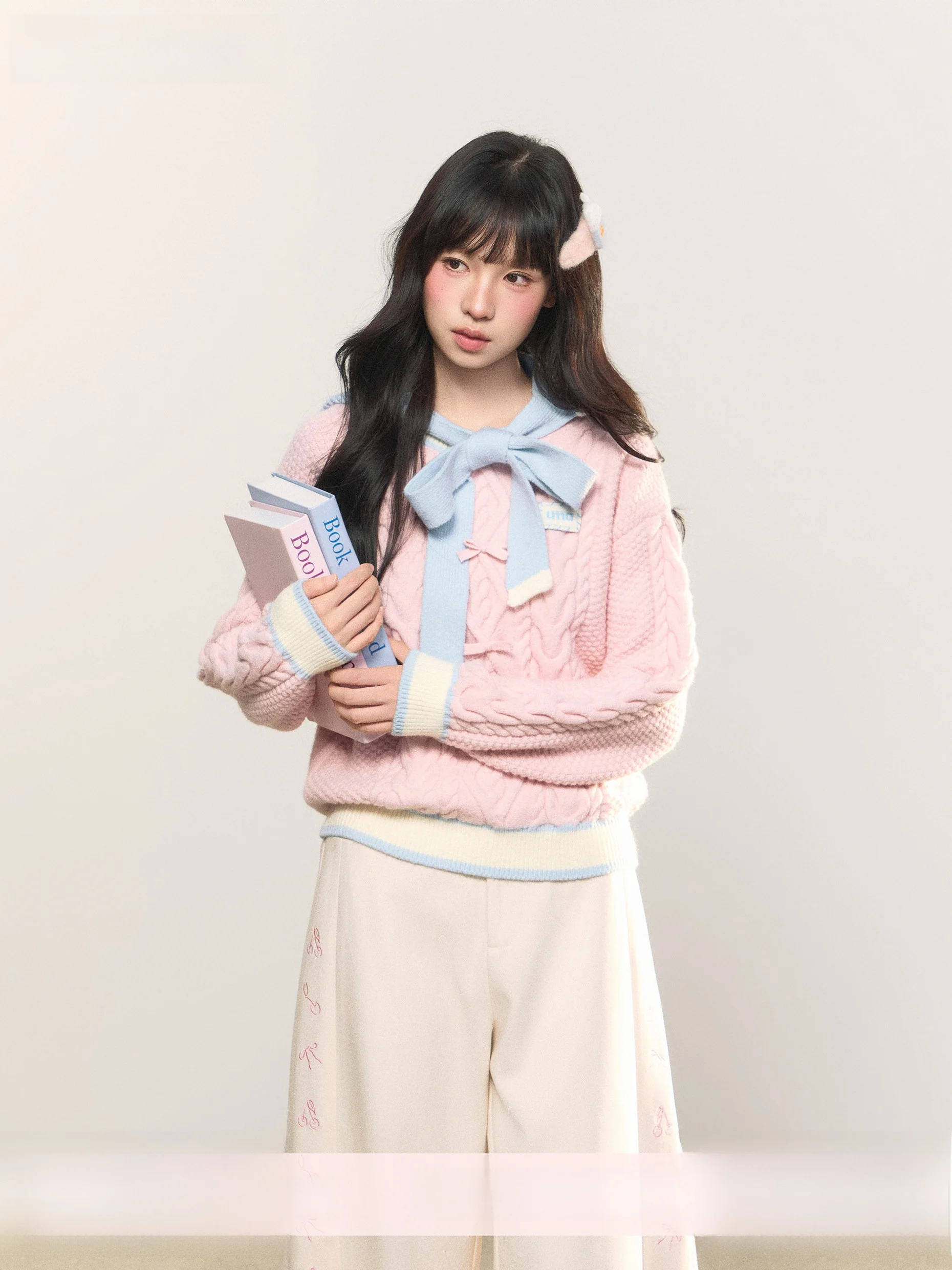 

Вязаный свитер Umoumo с бахромой, съемными цветными вставками, узором «косичка», длинными рукавами, женский, свободного кроя, топ