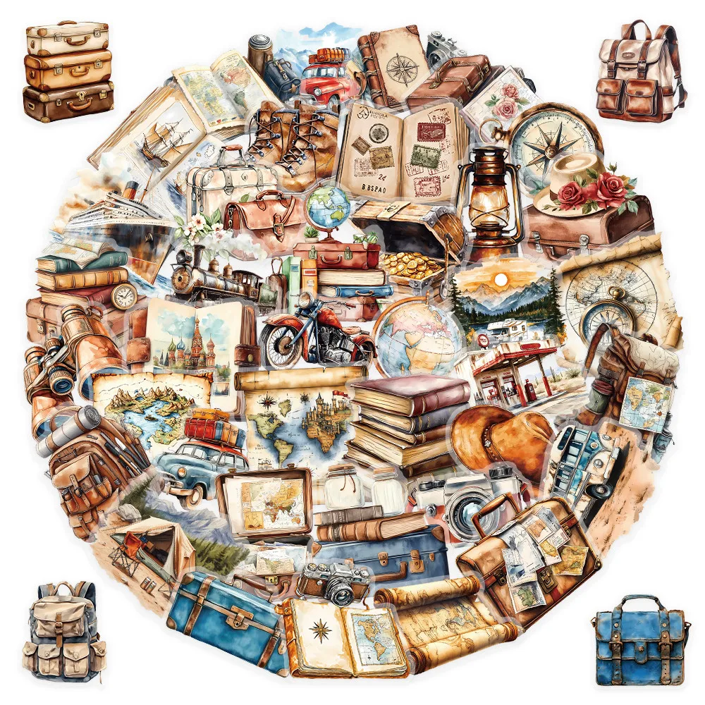 

50 шт. ретро-наклейки в стиле путешествий — винтажные стикеры для украшения дневников и скрапбуков, магазин AnimeWorlds