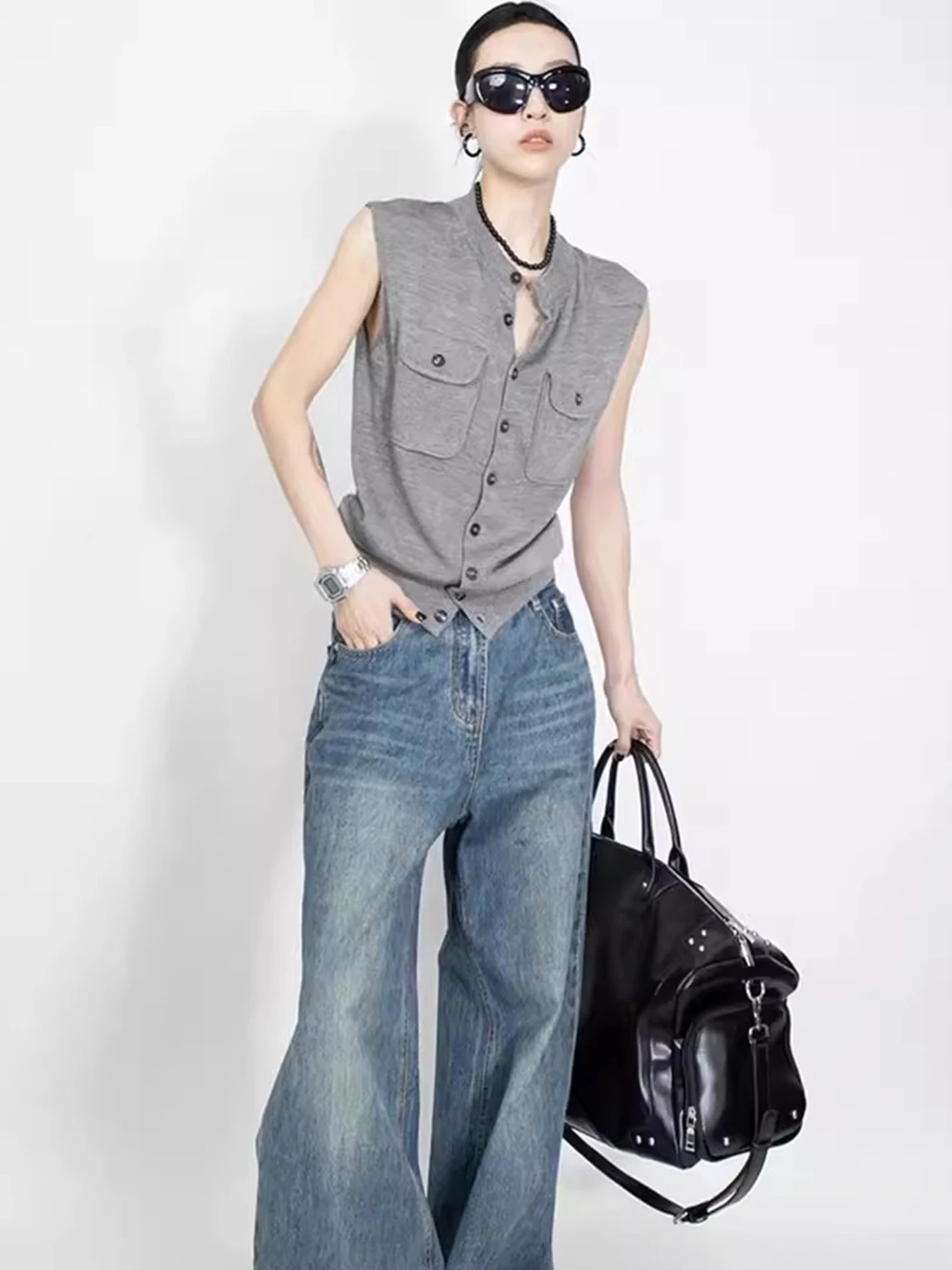 エレ カラー シングルボタン ニット オープンカーディガン スウェットトップ トレンド 韓国風 スタイリッシュ 夏 レジャー ファッション クオリティ