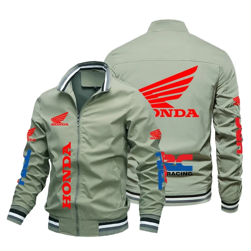 Chaqueta de moto Honda para hombre, chaqueta impermeable con estampado de ala de coche HRC, cortavientos holgado, ropa de motociclista, 2024