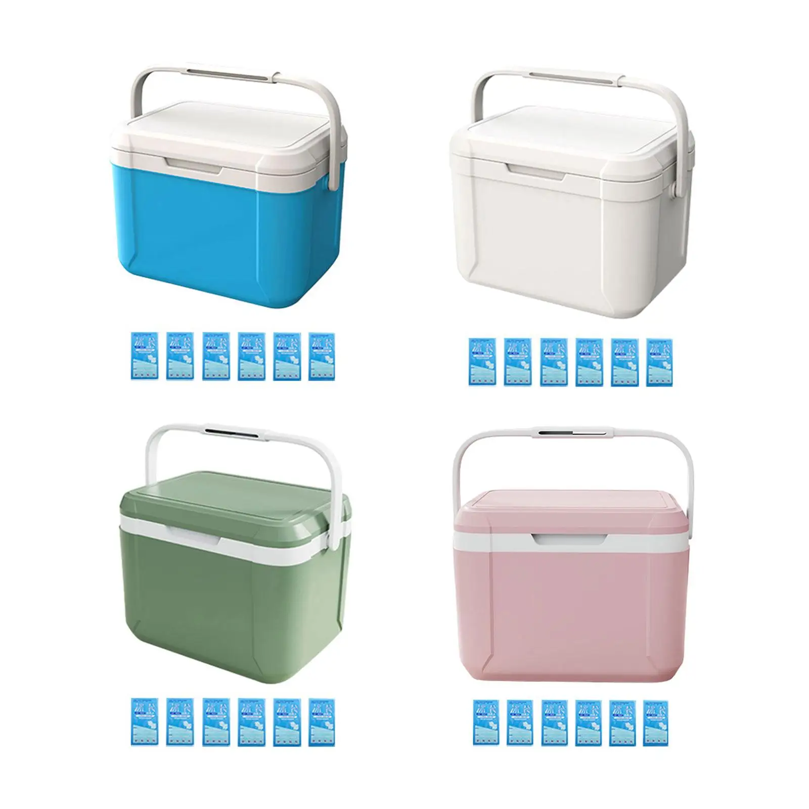 Cooler Box with Ice Bags Container Household 5L Beverage Storage Organizer Car Refrigerator for Indoor Travel Beach BBQ Outdoor