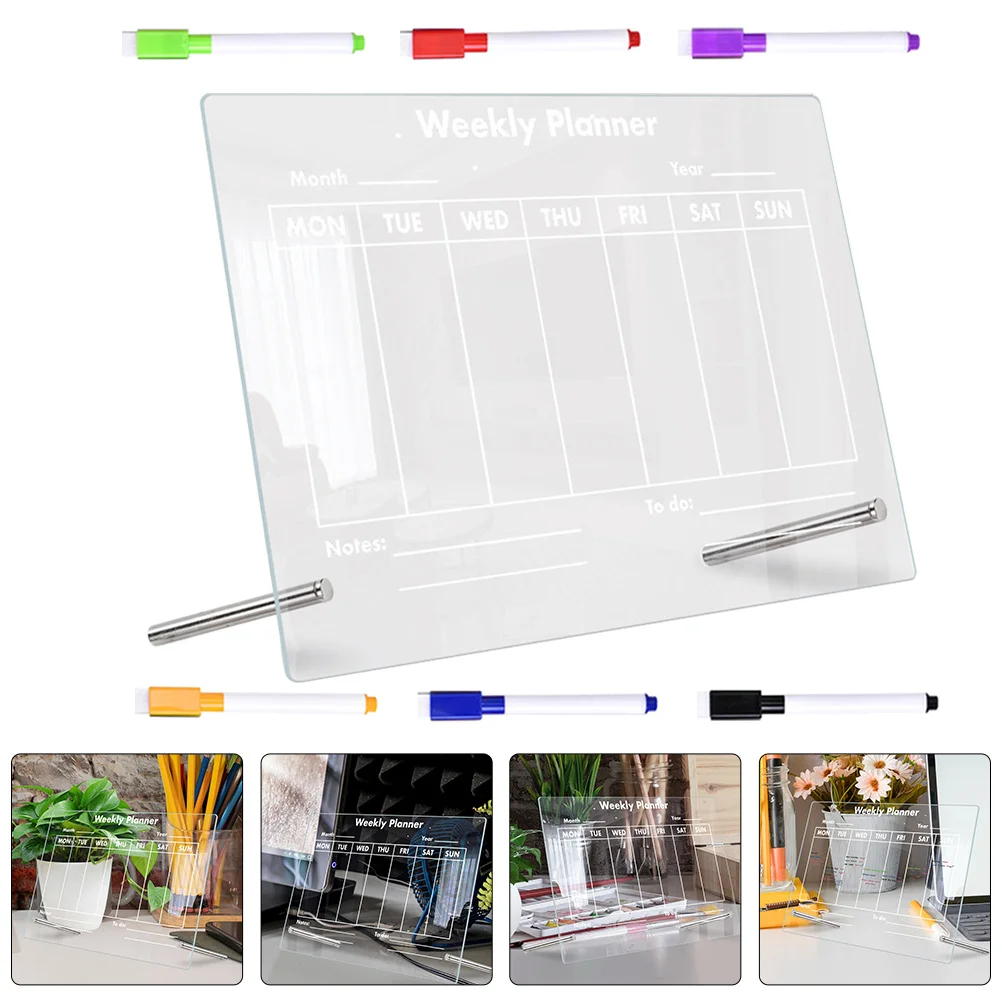 

1Set Desktop Acrylic Message Board Writing Board with Pen for Home Office School Clear Design Perfect for Decoration