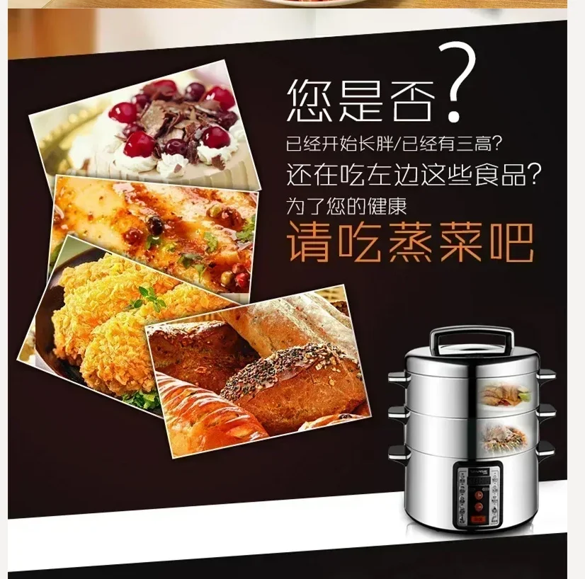 

Электрическая пароварка Samnsie из нержавеющей стали 220 В с большой емкостью и многофункциональностью для домашнего и коммерческого использования CE