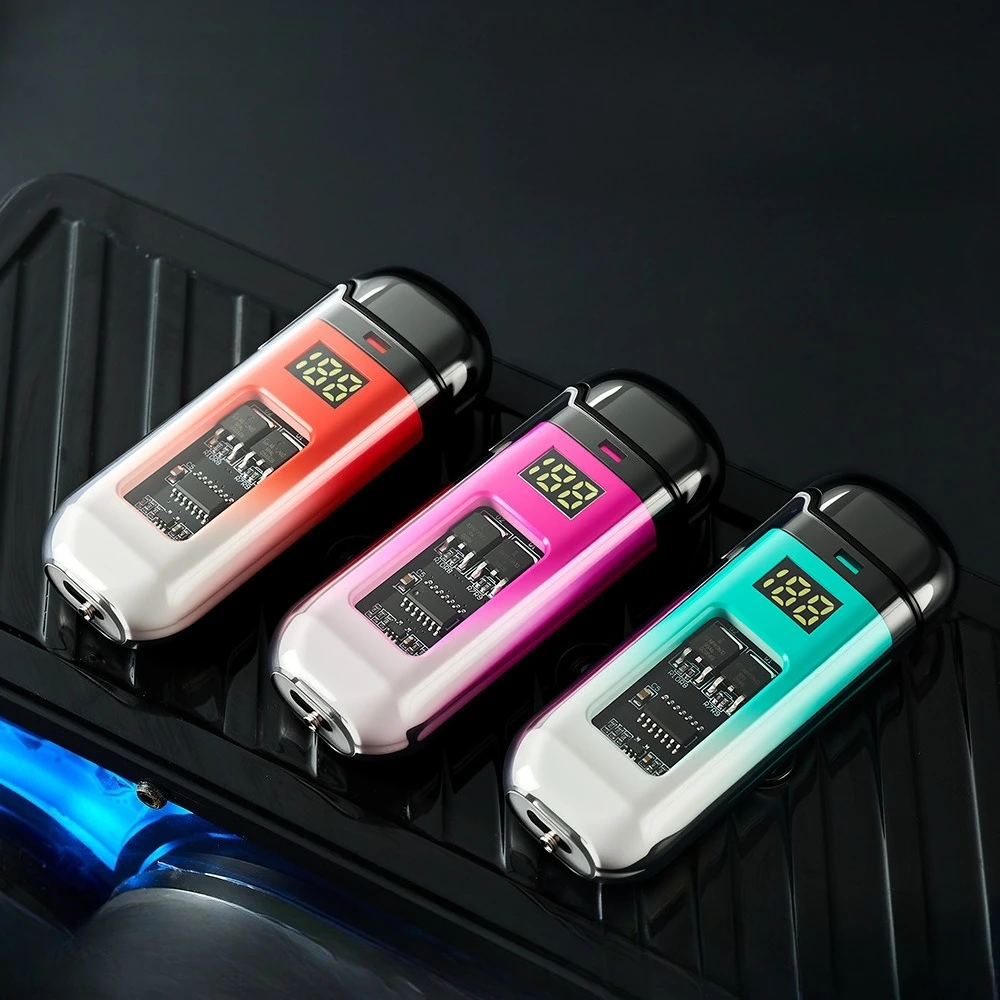 Transparent Shell Waterproof and Windproof Outdoor Dual Arc Lighter with Battery Display and USB Electronic Cigarette Lighter view 4