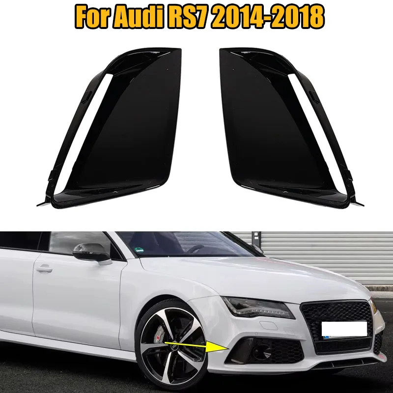 Fendinebbia Lampada Trim Striscia di copertura Paraurti anteriore Fendinebbia Bordo Telaio Nero lucido per Audi RS7 2014 2015 2016 2017 2018