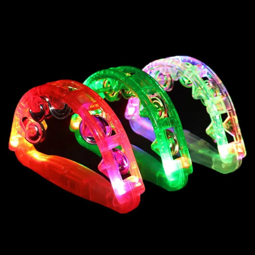腹筋が照らされた手のガラガラ,ランダムな色の感覚玩具,LEDライト,点滅するタンバリン,パーティー用,高品質