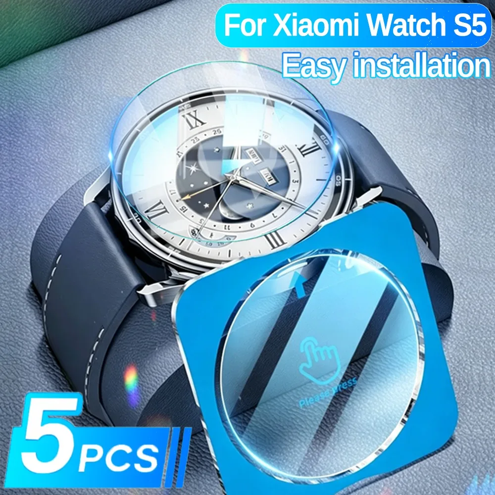 

1-5Pcs Ultra-HD Tempered Glass for Xiaomi Watch S5 Full Coverage Screen Protector Anti-scratch Protective Film with Install Kit
