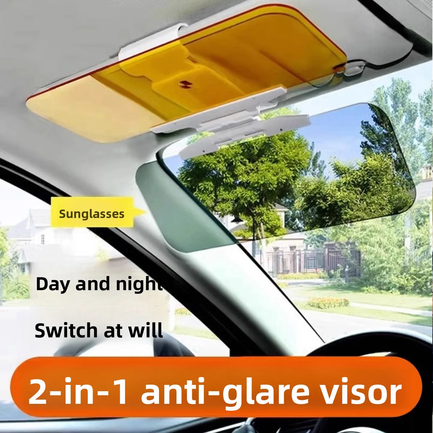 

Car Sun Visor UV Blocking Anti Glare Sun Shade Polarized Anti-Dazzle Sunshade 2 in 1 Day and Night Dual Use Interior Accessories