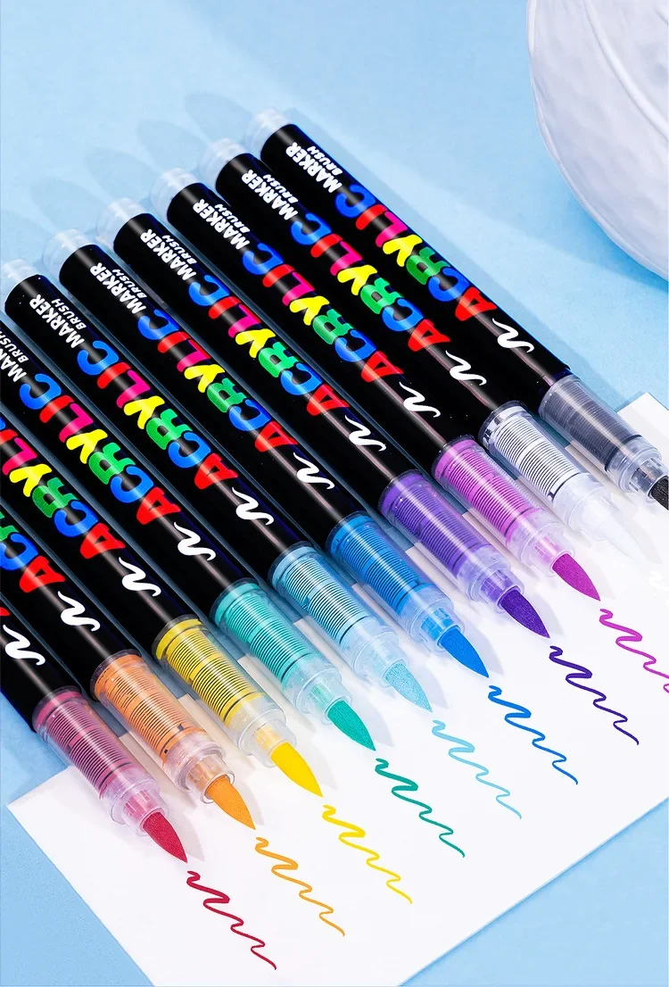 

120pcs Guangna 8101 Soft Head Straight Acrylic Marker Stackable Color Student Art Soft Head Color Pen Watercolor Brush