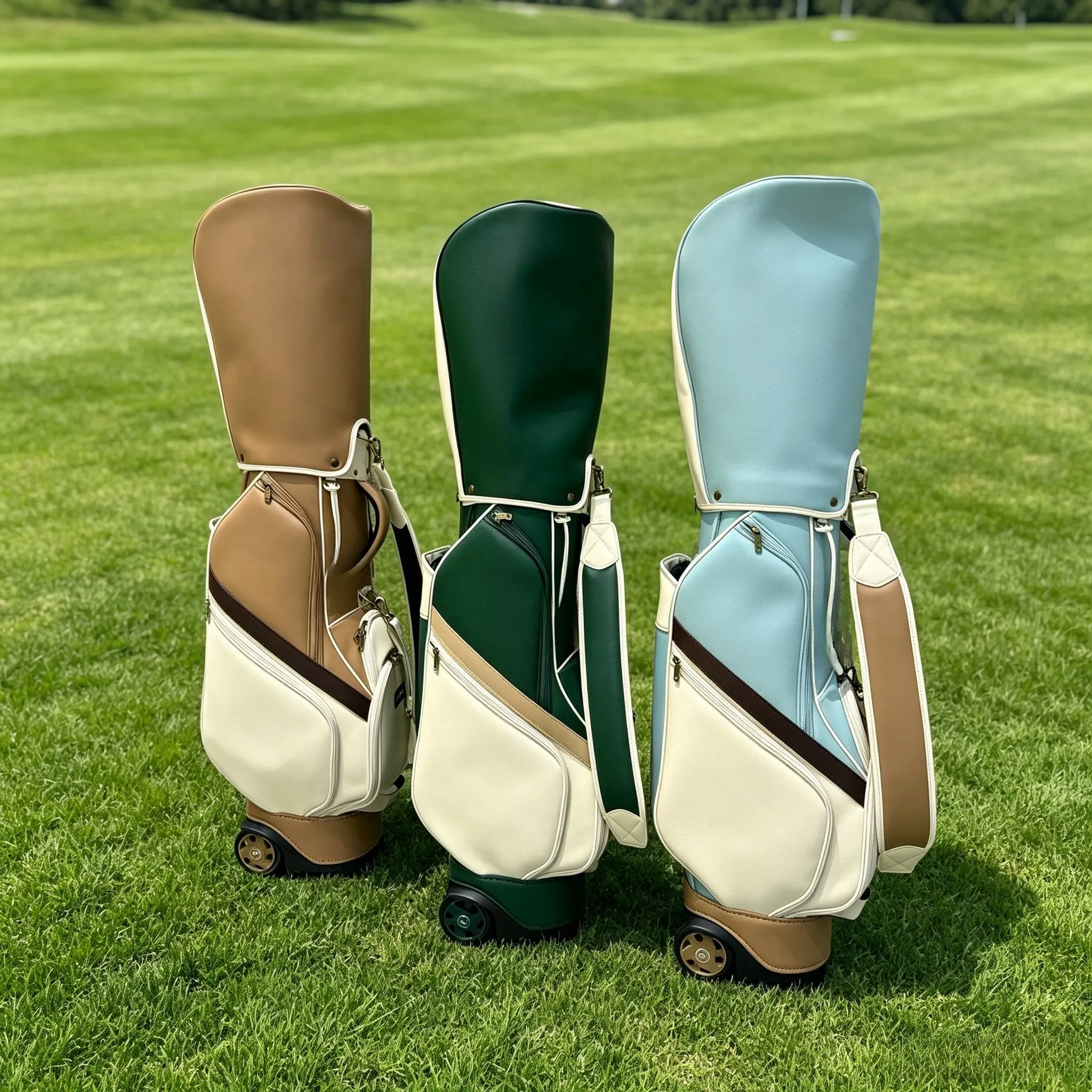 Unisex Golf Rolling Tube Bag PU Waterproof Golf Club Bag With Telescopic Pull Handle Wheels Fashion Travel Golf Trolley Bag