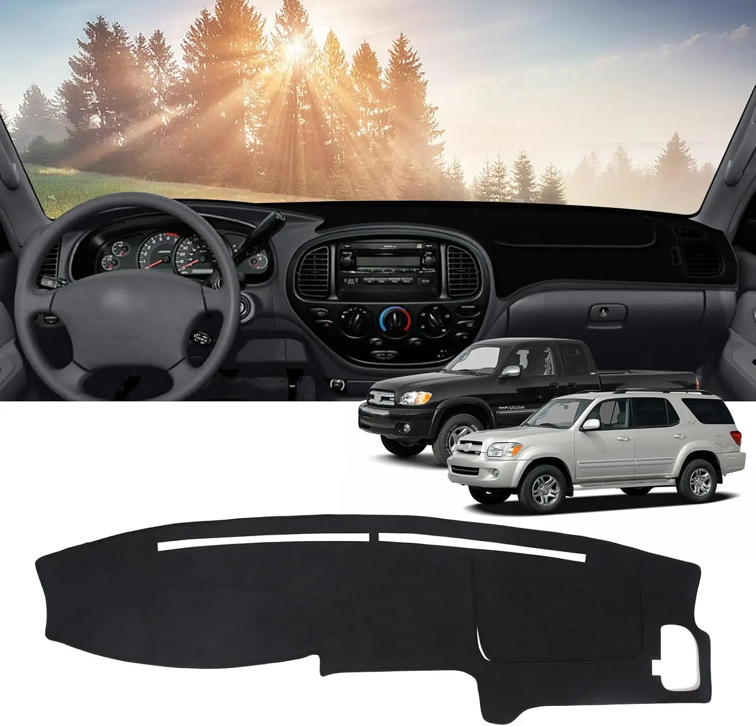 Dash Cover For 2000-2006 Toyota Tundra & 2001-2007 Toyota Sequoia Accessories Flannel Dashboard Cover Dash Mat Protector Pad