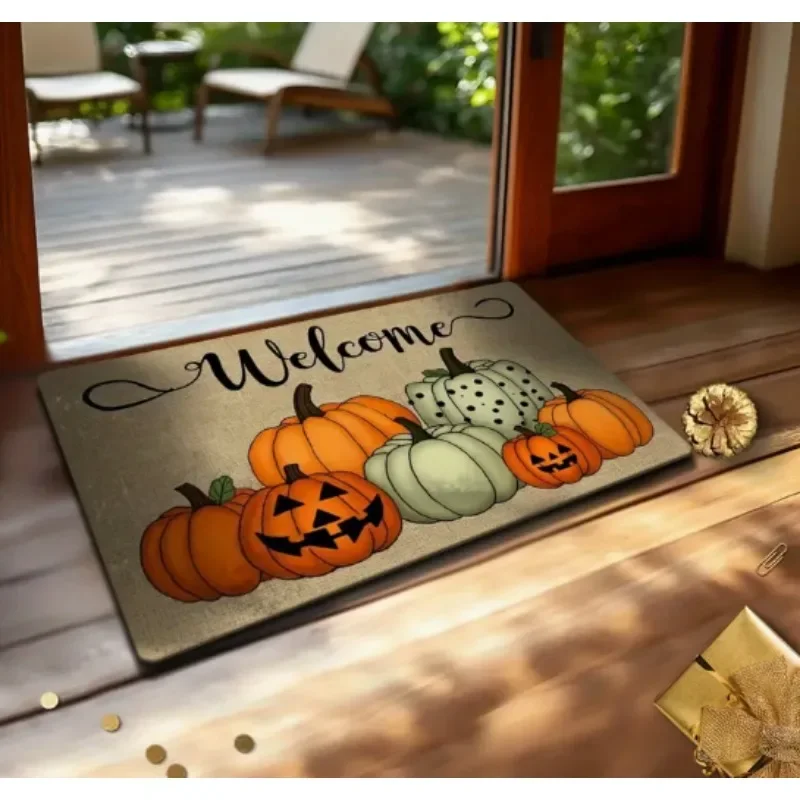 

The welcome pumpkin mat is perfect for kitchen, living room, bedroom, bathroom, laundry room, Halloween