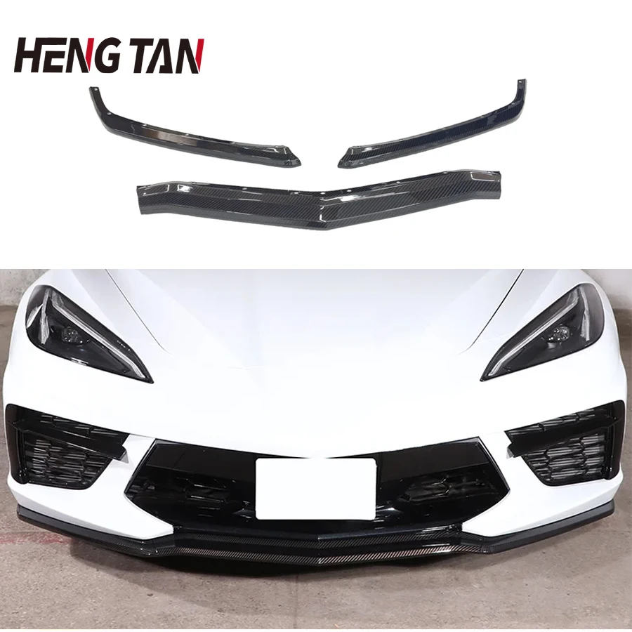 Carbon Fiber Car Front Bumper Splitter Front Lip Chin Spoiler Diffuser Parts for Chevrolet Corvette C8 2019+ Upgrade Body kit